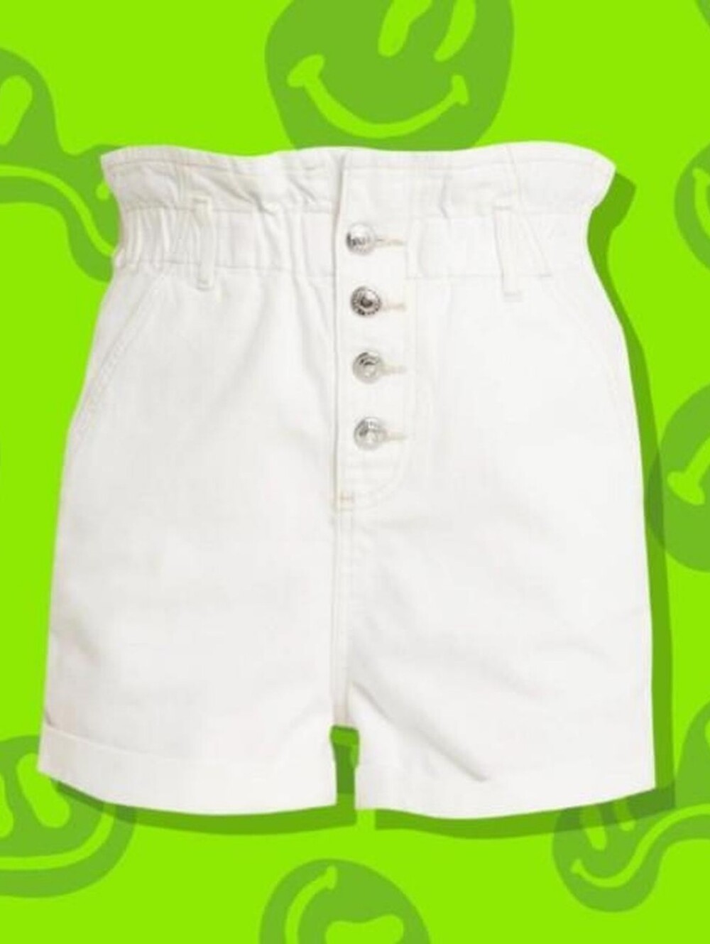 Topshop High Rise Paper Bag Denim Shorts - white - festival wear - Size